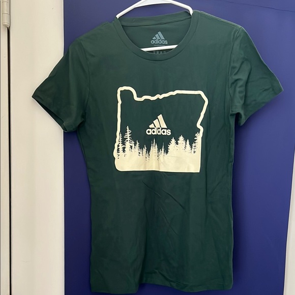 Adidas Forest Green Tee with White Graphic - Picture 1 of 3